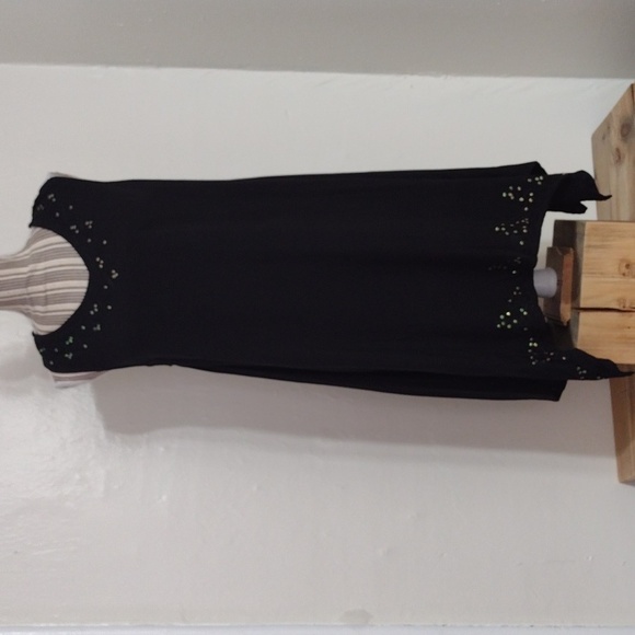 Model France Black Sleeveless Shift Dress w Sequin - Picture 14 of 14